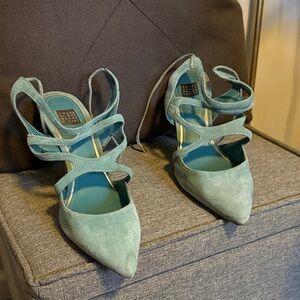 White House Black Market Aqua Strappy Heels